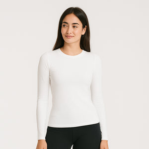 Women's Black Athletic Long Sleeve Nylon Tee
