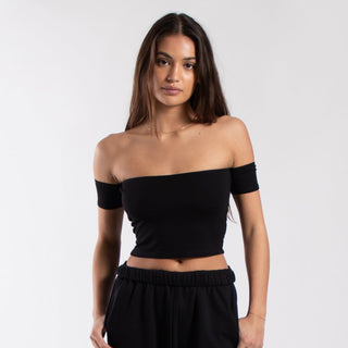 Cropped Off Shoulder Tee