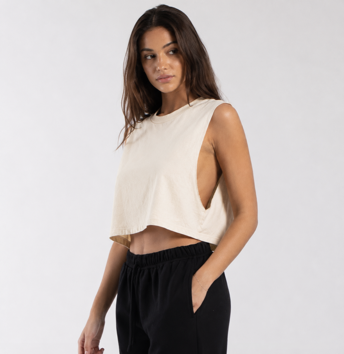 0921GD - Women's Garment Dyed Cropped Muscle Tank