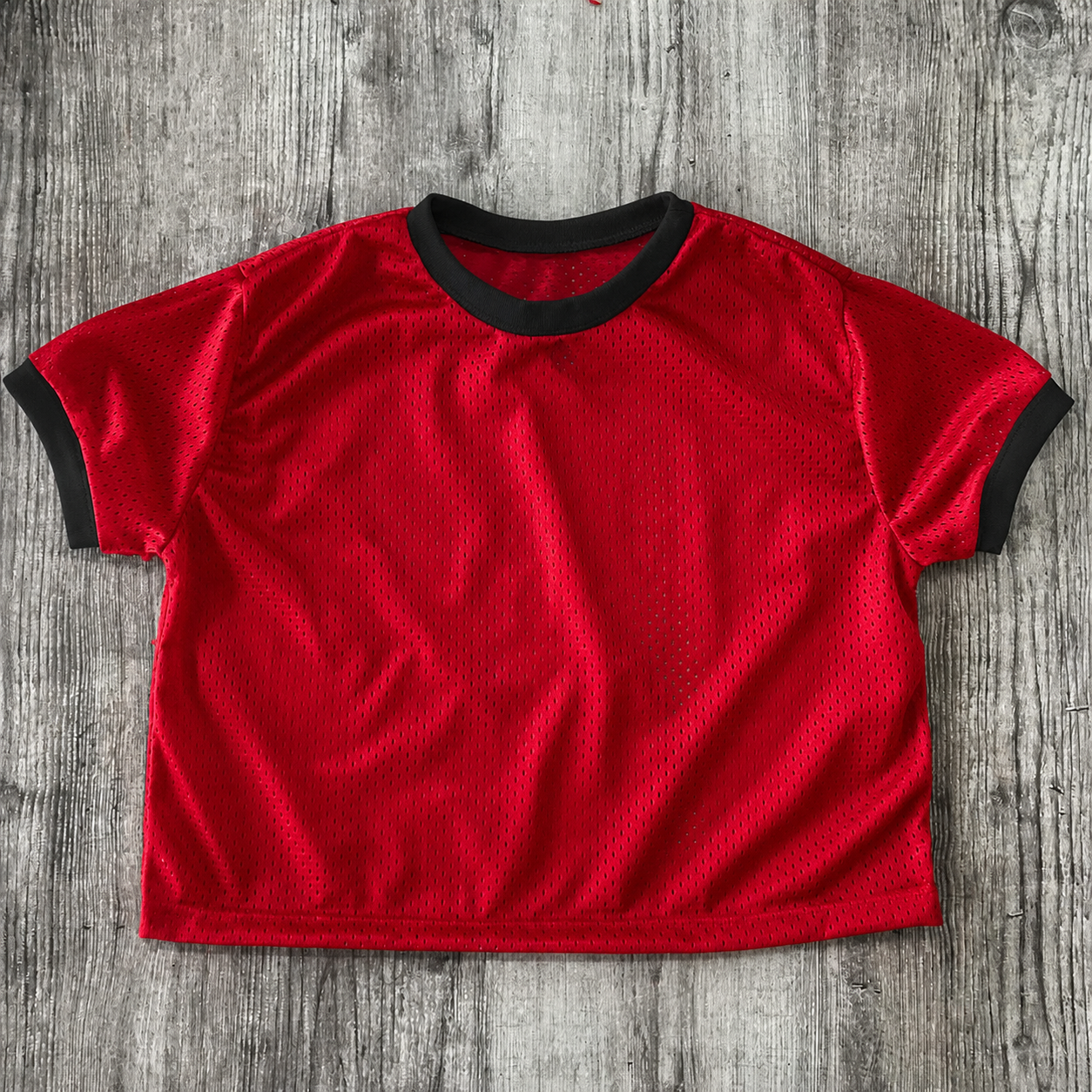 6031 - CLOSEOUT Women's Cropped Mesh Ringer Tee