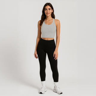 OTL Women's Cropped 2x1 Ribbed Tank in Gray — Wholesale Blank Crop Tops