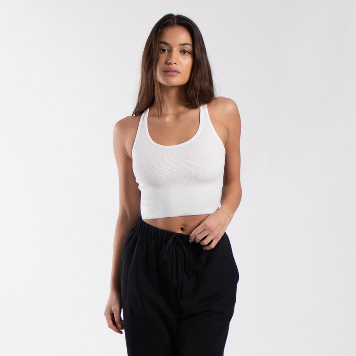 4010 - Women's Cropped 2x1 Ribbed Tank