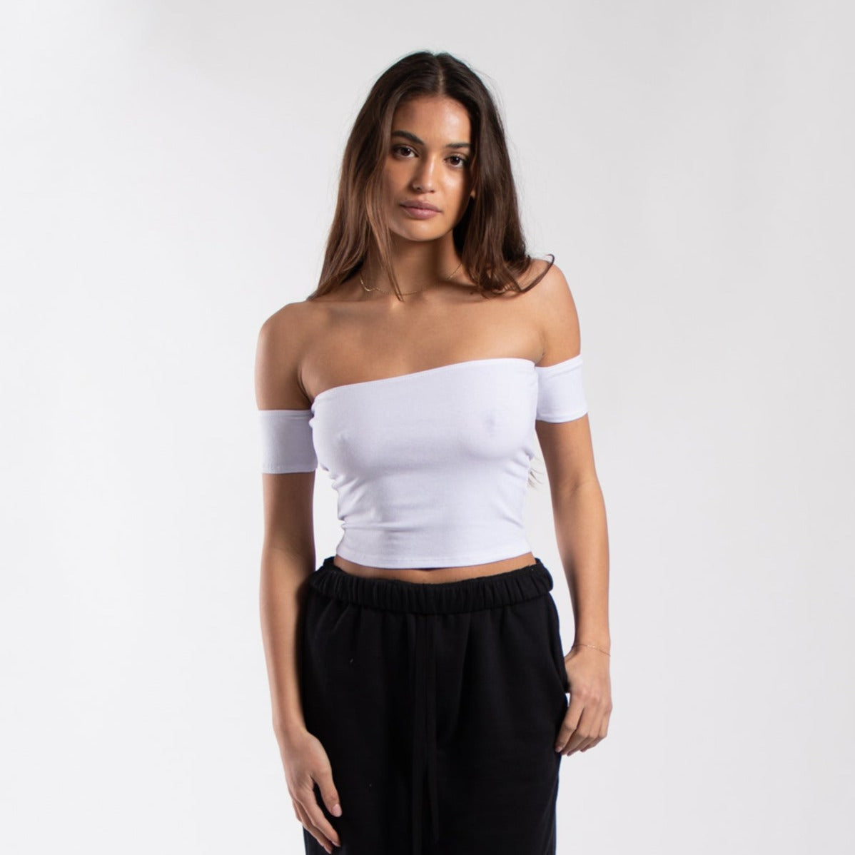 0891 - Women's Off Shoulder Cropped Tee