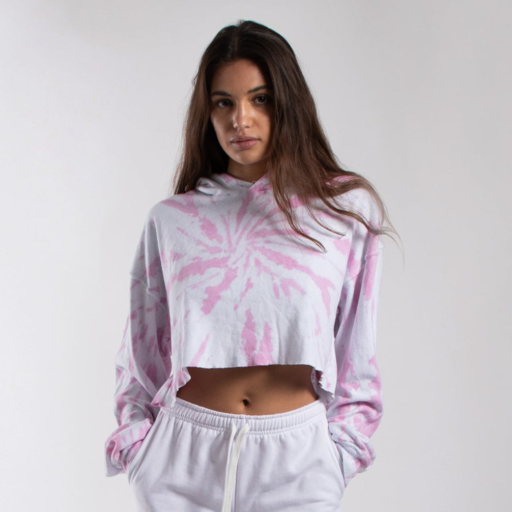OTL 6036TD - Women's Cropped Tie Dye Hoodie — Wholesale Blank Hoodie