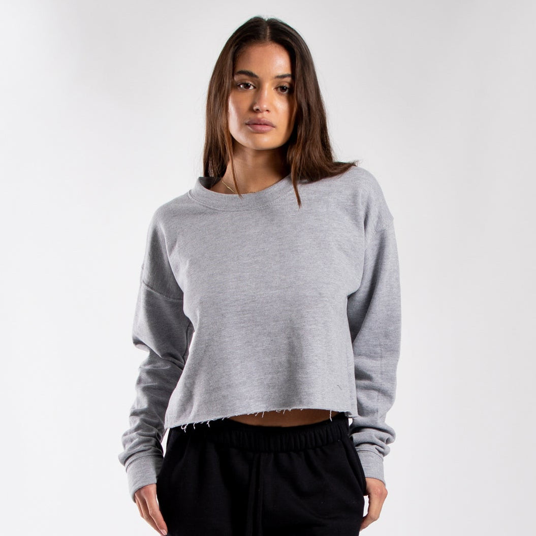 OTL CLOSEOUT Women's Cropped Fleece Crew Neck Sweatshirt — Wholesale Blank Sweatshirt