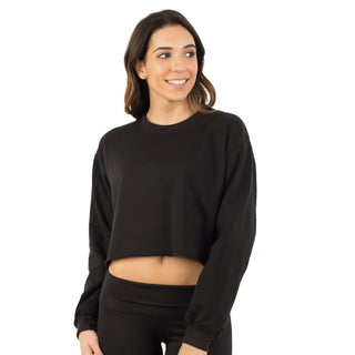 OTL CLOSEOUT Women's Cropped Fleece Crew Neck Sweatshirt — Wholesale Blank Sweatshirt