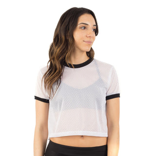 OTL Women's Cropped Mesh Ringer Tee — Wholesale Blank Crop Tops