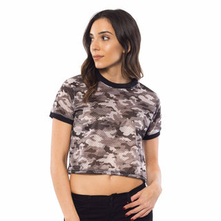 OTL Women's Cropped Mesh Ringer Tee — Wholesale Blank Crop Tops