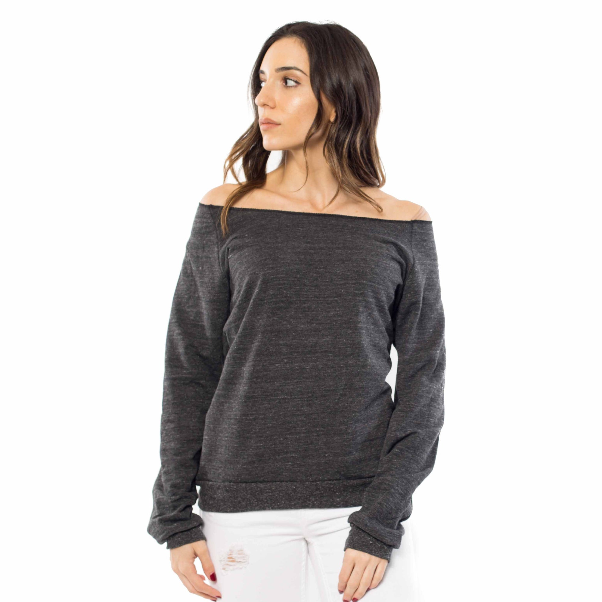 6007 - Women's Fleece Off Shoulder Pullover Sweatshirt