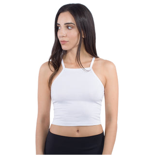 White Cropped Halter Top