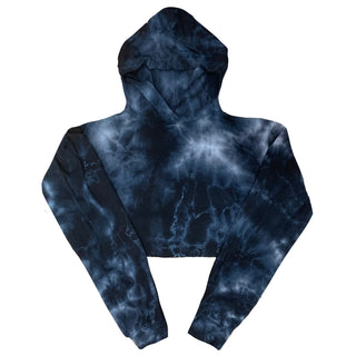 OTL 6036TD - Women's Cropped Tie Dye Hoodie in Black — Wholesale Blank Hoodie